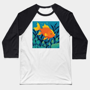 Cute Goldfish Illustration Baseball T-Shirt